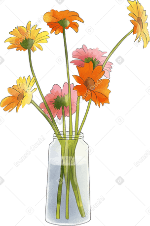 vase with flowers Illustration in PNG, SVG