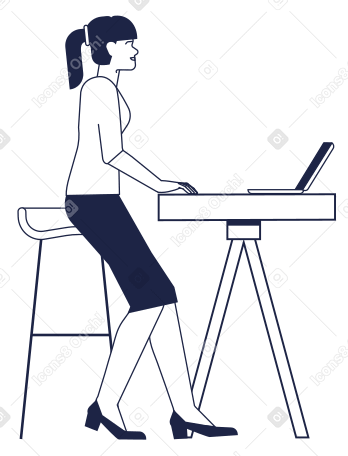 Ilustración animada de Mujer sentada en una silla y escribiendo en la computadora portátil en GIF, Lottie (JSON), AE