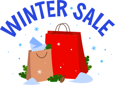 winter sale lettering and shopping bags text PNG, SVG