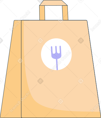paper bag with a picture of a fork Illustration in PNG, SVG