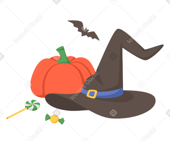 Witch's hat and a pumpkin PNG, SVG