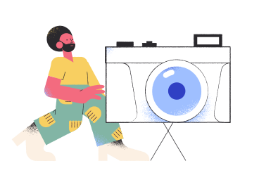 Man with giant photo camera PNG, SVG