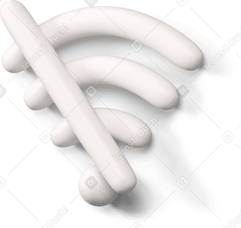 3D White no wifi icon turned to the left Illustration in PNG, SVG