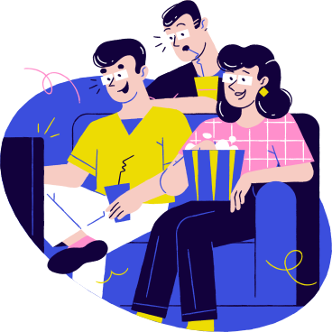 Друзья отдыхают и смотрят телевизор вместе в PNG, SVG