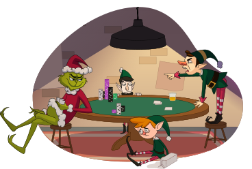 Grinch playing poker with elves PNG, SVG
