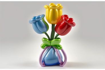 Una scultura di un vaso di fiori in stile mongolfiera PNG, SVG