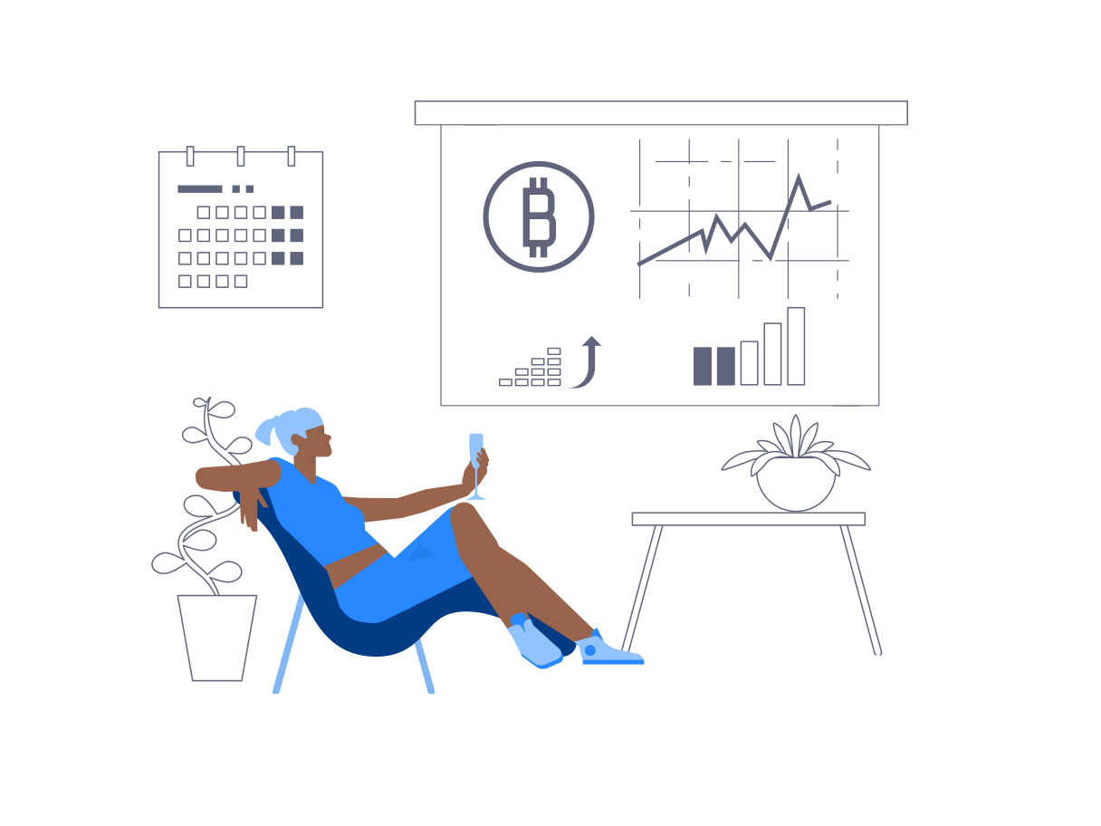 Bitcoin Growth Celebration Illustration in PNG, SVG