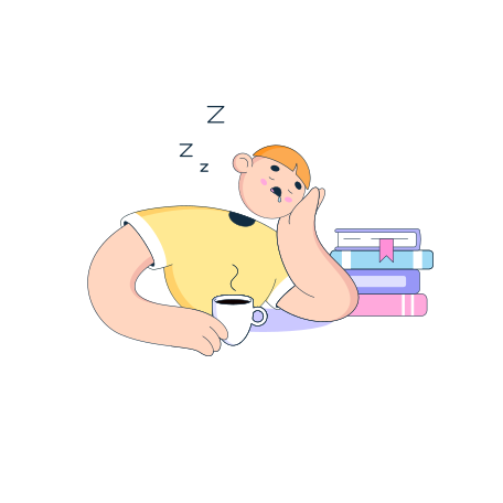 Man fell asleep while studying Illustration in PNG, SVG