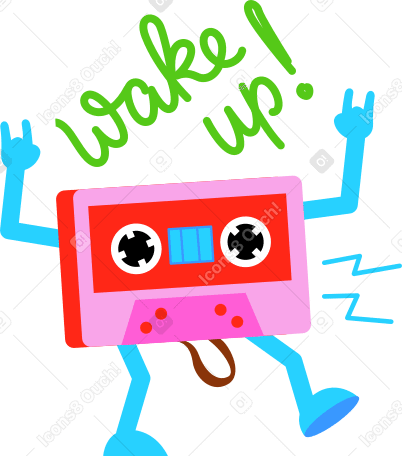 lettering sticker wake up cassette text PNG, SVG