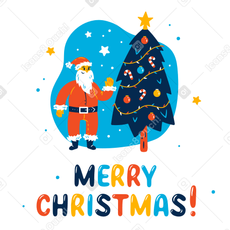 Merry Christmas Illustration in PNG, SVG