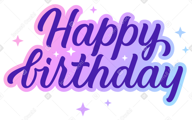 lettering happy birthday with gradient shadow text PNG, SVG
