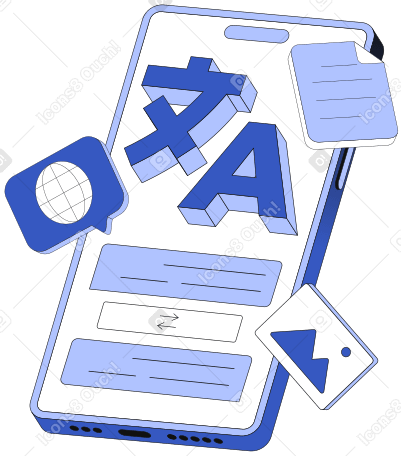 Знак переводчика на телефоне с различным текстом isons в PNG, SVG