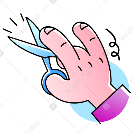 Hand with scissors Illustration in PNG, SVG