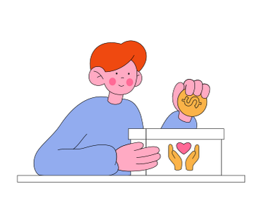 Man donating coin in charity box PNG, SVG