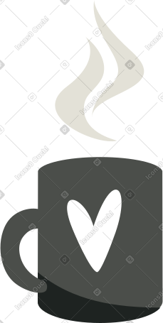 有心脏的灰色咖啡杯 PNG, SVG