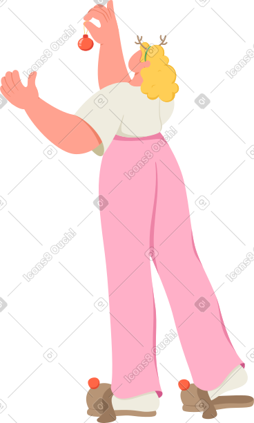 有圣诞装饰品的女人 PNG, SVG