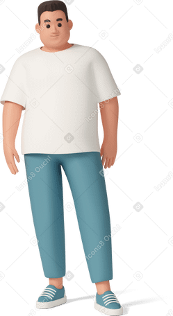 3D Толстый мужчина стоит в PNG, SVG