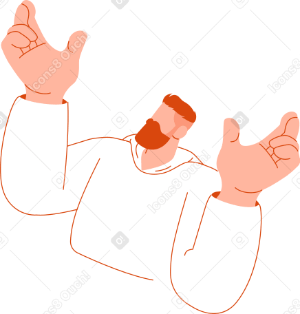 후드티를 입고 손을 들고 있는 남자 상반신 PNG, SVG