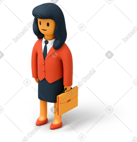 3D 西装提着公文包的女商人 PNG, SVG