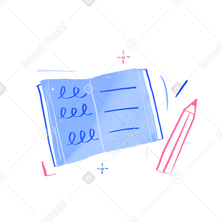 Notepad with pencil Illustration in PNG, SVG