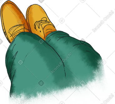 Top view of legs in green pants and yellow shoes PNG, SVG