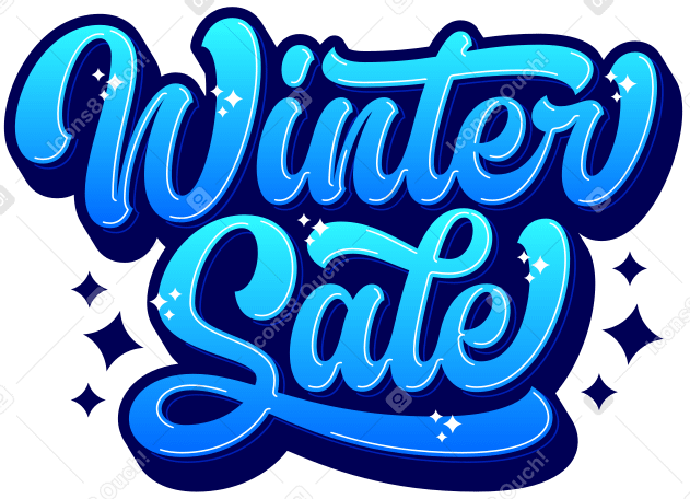 lettering winter sale with stars Illustration in PNG, SVG