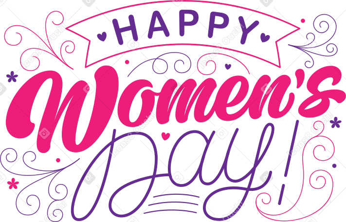 lettering happy women's day! flourish elements Illustration in PNG, SVG
