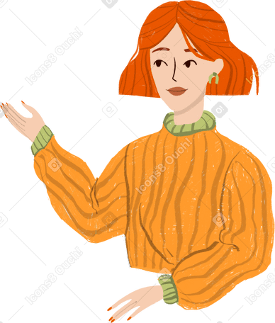 girl showing something with her hand PNG, SVG
