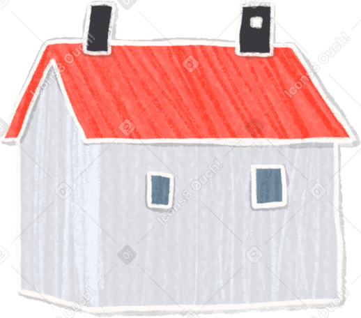white house with red roof Illustration in PNG, SVG