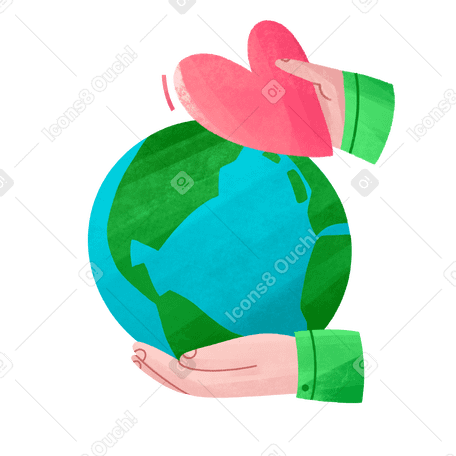 Caring hands holding planet Earth Illustration in PNG, SVG