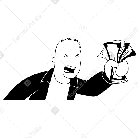 Personaje de doodle diciendo que tome su dinero PNG, SVG