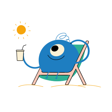 Character sunbathing on the beach PNG, SVG