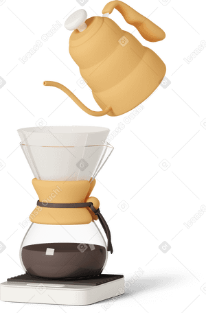 3D coffee brewed in chemex PNG, SVG