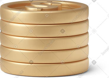 Pile of five golden dollar coins PNG, SVG