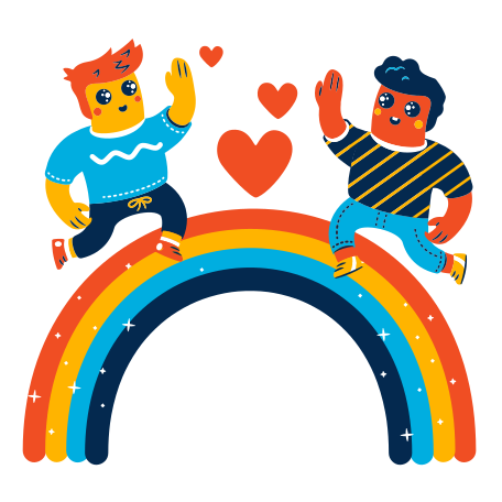 Walking on a rainbow Illustration in PNG, SVG