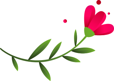 pink flower on a medium twig with leaves PNG, SVG