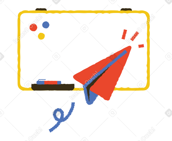 Blackboard and flying paper plane in classroom PNG, SVG