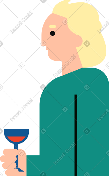 Blonde man with wine glass PNG, SVG