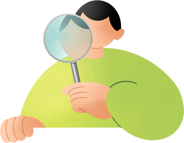 young man with magnifying glass PNG, SVG