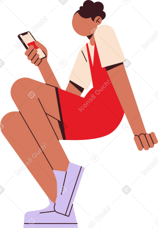 girl with mobile phone PNG, SVG