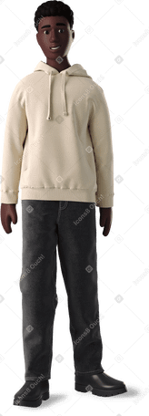 3D man in hoodie standing PNG, SVG