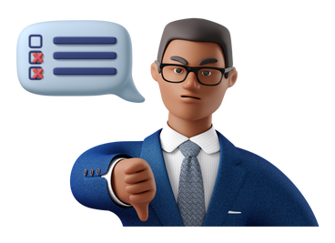 Businessman is not satisfied with bad work and showing a thumb down PNG, SVG