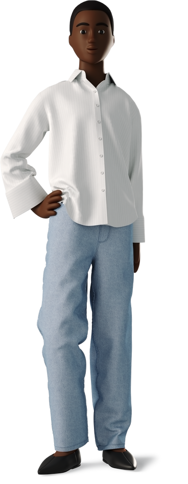 black woman in white shirt standing PNG, SVG