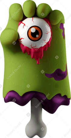 3D Severed green zombie hand holding an eye PNG, SVG