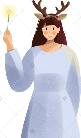 young woman holding sparkler PNG, SVG