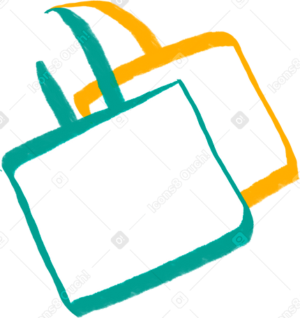 green and yellow shopping bags Illustration in PNG, SVG
