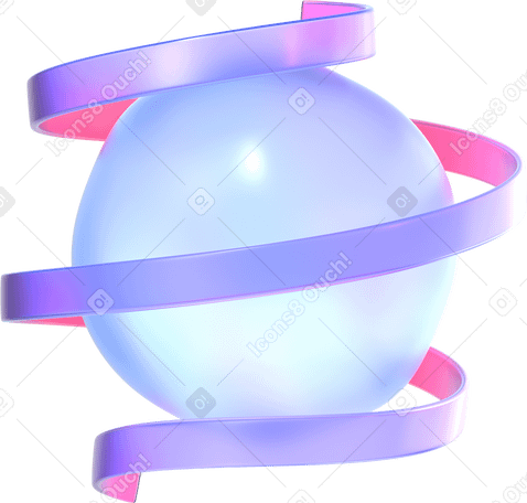 Illustrazione animata 3D sphere with ribbon in GIF, Lottie (JSON), AE