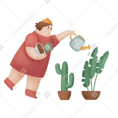 Taking care of plants Illustration in PNG, SVG
