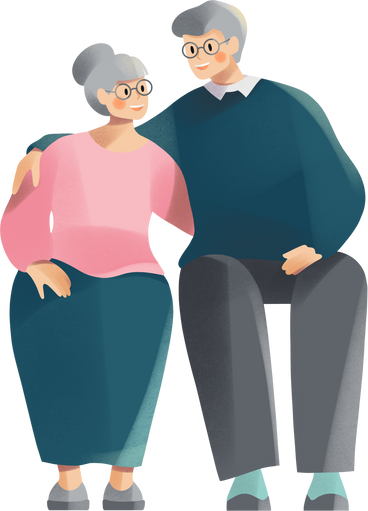elderly woman and elderly man sitting together PNG, SVG