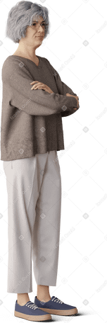 3D Vecchia donna in piedi con le braccia incrociate PNG, SVG